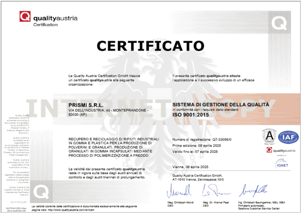 Prismi rubber | Quality certified ISO 9001